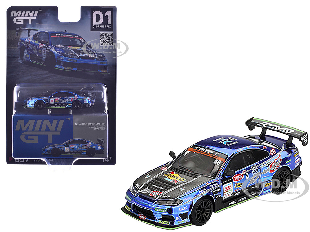 Nissan Silvia (S15) D-MAX RHD (Right Hand Drive) #46 Masao Suenaga "D-MAX Racing" "D1 Grand Prix" (2023) Limited Edition 1/64 Diecast Model Car by Mini GT diecast model