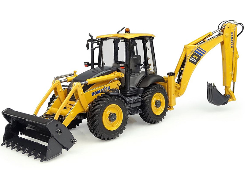 Komatsu WB97S-8 Backhoe Loader Yellow 1/50 Diecast Model by Universal Hobbies diecast model