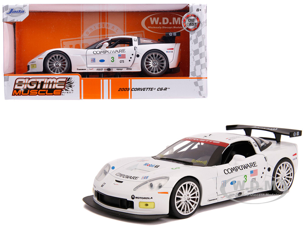 2005 Chevrolet Corvette C6-R #3 Olivier Beretta - Oliver Gavin "Compuware" White "Bigtime Muscle" 1/24 Diecast Model Car by Jada diecast model