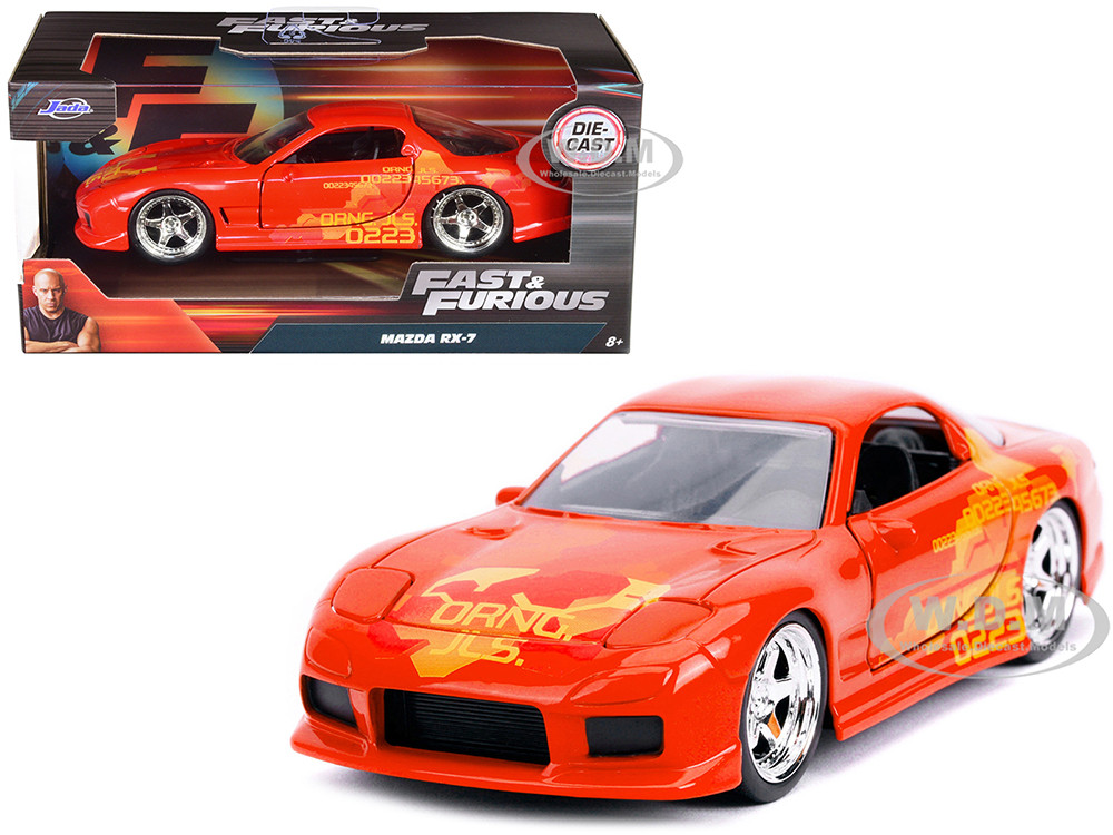 Orange Julius' Mazda RX-7 Orange Metallic with Graphics "Fast & Furious" Series 1/32 Diecast Model Car by Jada diecast model