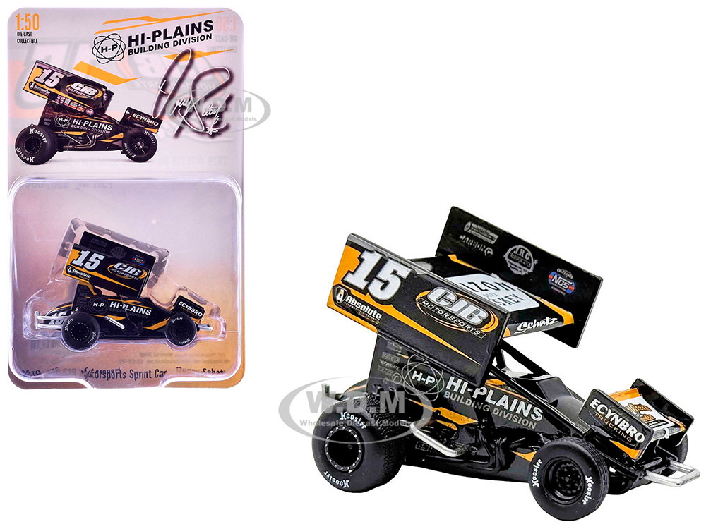 Winged Sprint Car #15 Donny Schatz "CJB Motorsports - Hi-Plains Building Division" Black (2026) 1/50 Diecast Model Car by ACME diecast model