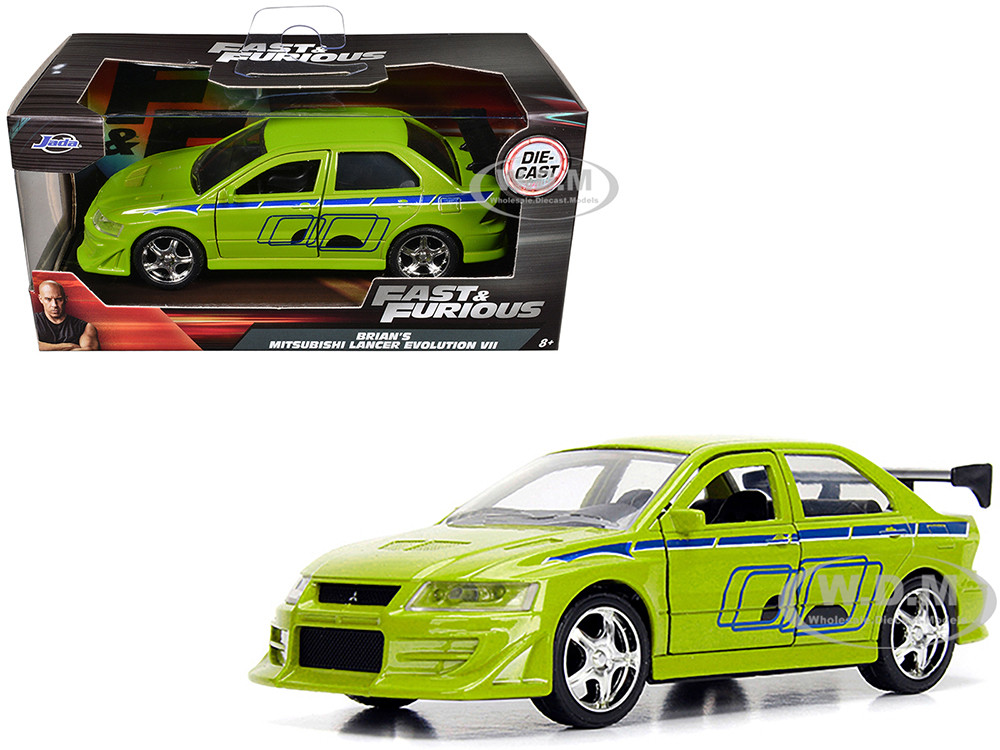 Brian's Mitsubishi Lancer Evolution VII Green "Fast & Furious" Movie 1/32 Diecast Model Car by Jada diecast model