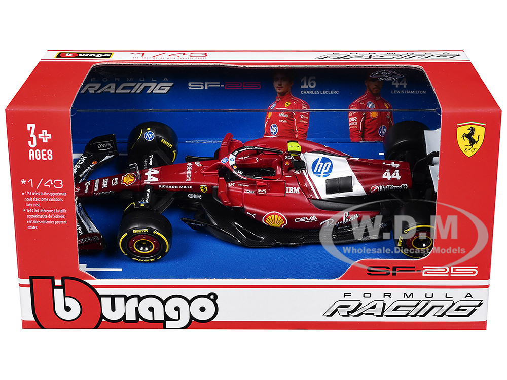 Ferrari SF-25 #44 Lewis Hamilton Formula One F1 "World Championship" (2025) 1/43 Diecast Model Car by Bburago diecast model