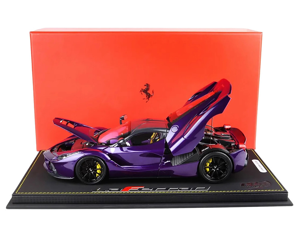 2012 Ferrari LaFerrari Purple Dubai Metallic (Viola Vio) with Black Top With Display Case Limited Edition to 300 pieces Worldwide 1/18 Diecast Model Car by BBR diecast model