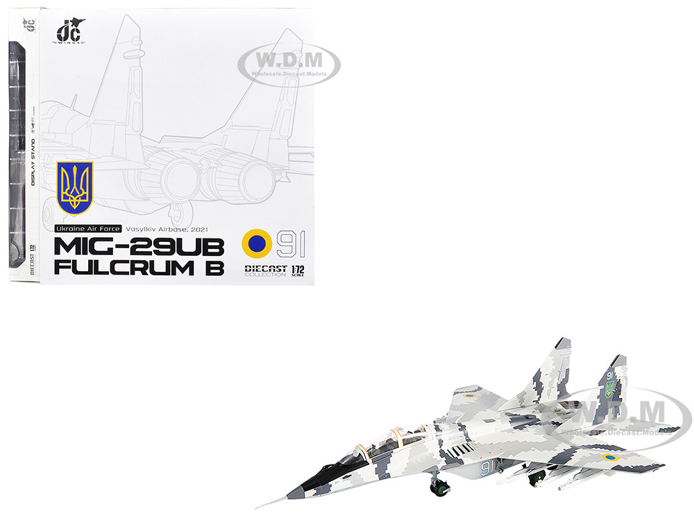 Mikoyan MiG-29UB Fulcrum-B Fighter Aircraft "Vasylkiv Air Base, Ukraine" (2021) Ukrainian Air Force 1/72 Diecast Model by JC Wings diecast model