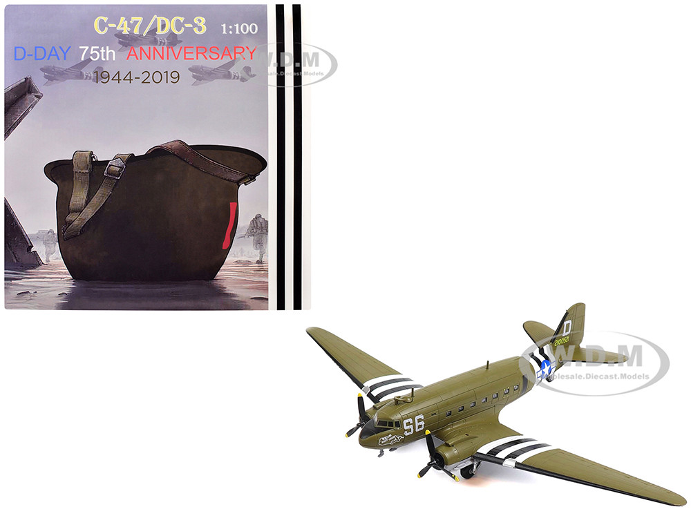Douglas C-47 Skytrain Transport Aircraft "Night Fright, 79th Troop Carrier Squadron, 436th Troop Carrier Group, D-Day" (1944) United States Army Air Forces 1/100 Diecast Model diecast model