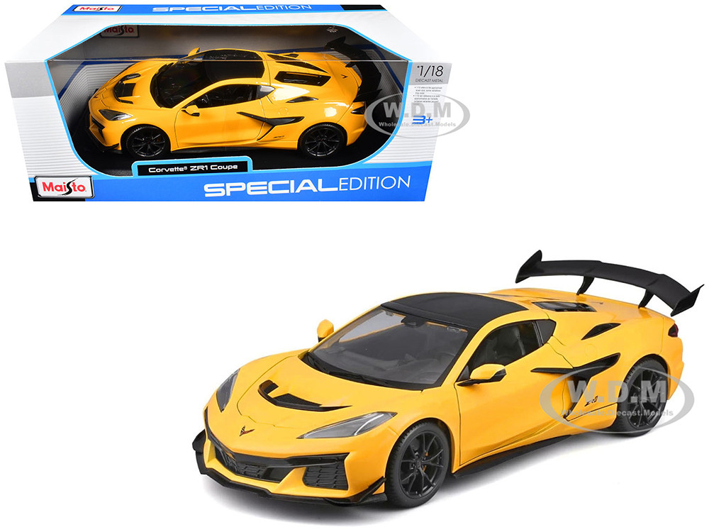 Chevrolet Corvette ZR1 Coupe Yellow with Carbon Top "Special Edition" Series 1/18 Diecast Model Car by Maisto diecast model