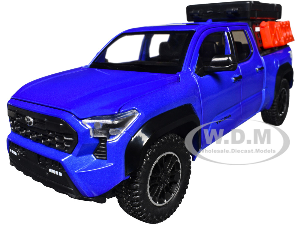 2024 Toyota Tacoma TRD Off-Road Edition Pickup Truck Blue Metallic with Bed Camper 1/24 Diecast Model Car diecast model