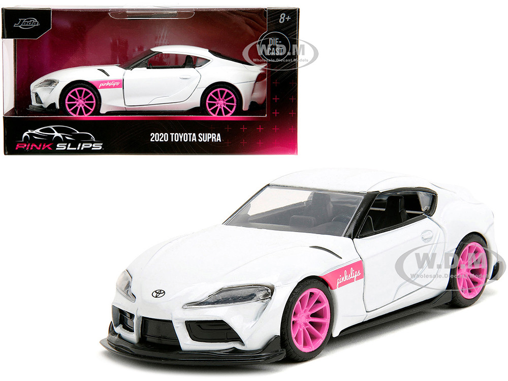 2020 Toyota Supra White Metallic with Pink Wheels "Pink Slips" Series 1/32 Diecast Model Car by Jada diecast model