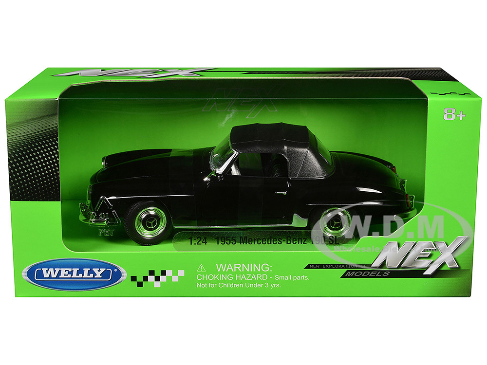 1955 Mercedes-Benz 190 SL (Closed Roof) Black "NEX Models" Series 1/24 Diecast Model Car by Welly diecast model