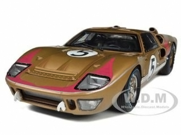 1966 Ford GT-40 MK II RHD (Right hand Drive) #5 Gold 24H of Le Mans 1/18 Diecast Model Car by Shelby Collectibles diecast model