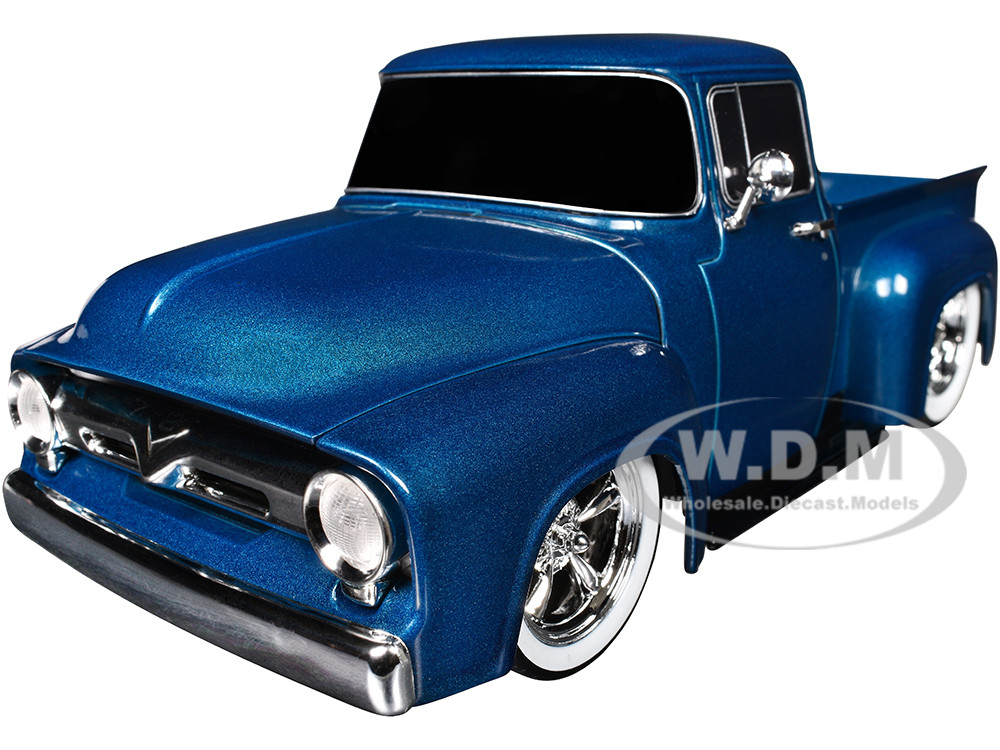 1956 Ford F-100 Pickup Truck Blue Metallic Limited Edition to 6650 pieces Worldwide 1/24 Diecast Model Car by M2 Machines diecast model
