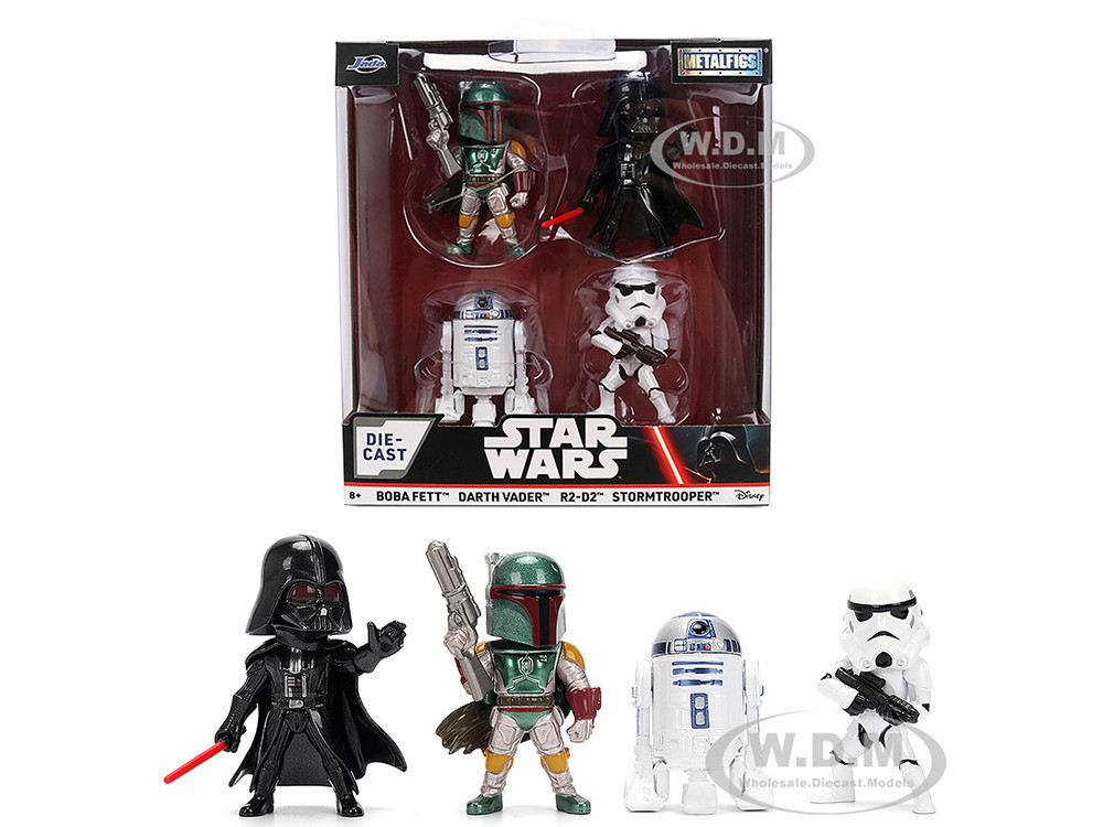 Set of 4 Diecast Figures "Star Wars" Movie Franchise "Metalfigs" Series Diecast Models by Jada diecast model
