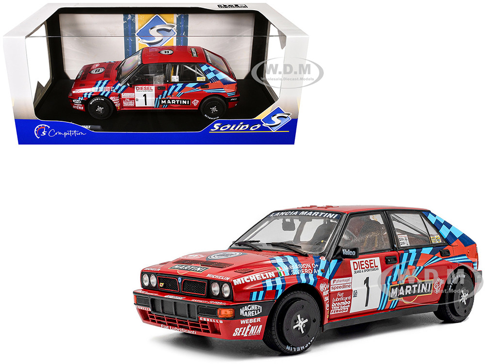 Lancia Delta HF Integrale #1 Miki Biasion - Tiziano Siviero Winner "Rally Sanremo" (1989) "Competition" Series 1/18 Diecast Model Car by Solido diecast model