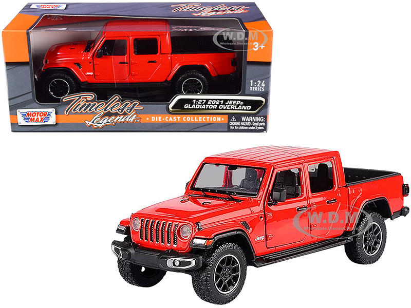 2021 Jeep Gladiator Overland (Closed Top) Pickup Truck Red 1/24-1/27 Diecast Model Car by Motormax diecast model