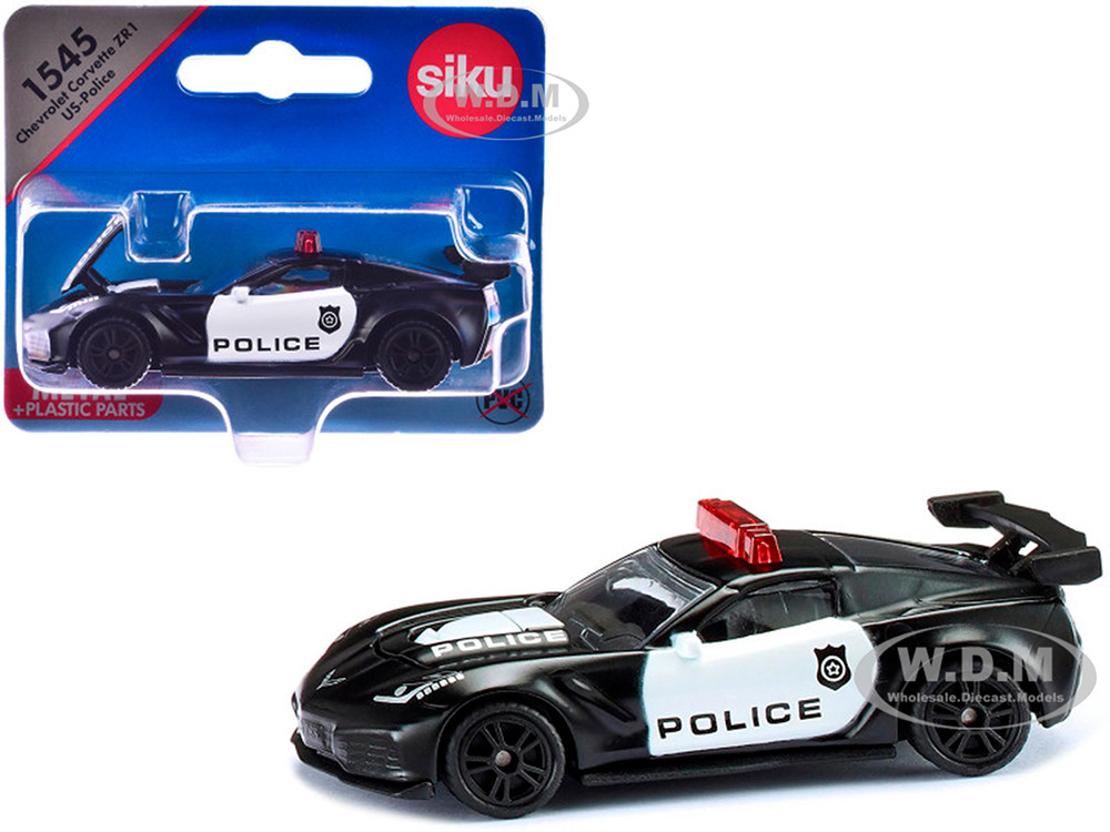 Chevrolet Corvette ZR1 Police Car Black and White Diecast Model Car by Siku diecast model