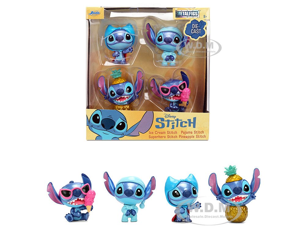 Set of 4 Diecast Figures "Disney's Stitch" Wave #3 "Metalfigs" Series Diecast models by Jada diecast model