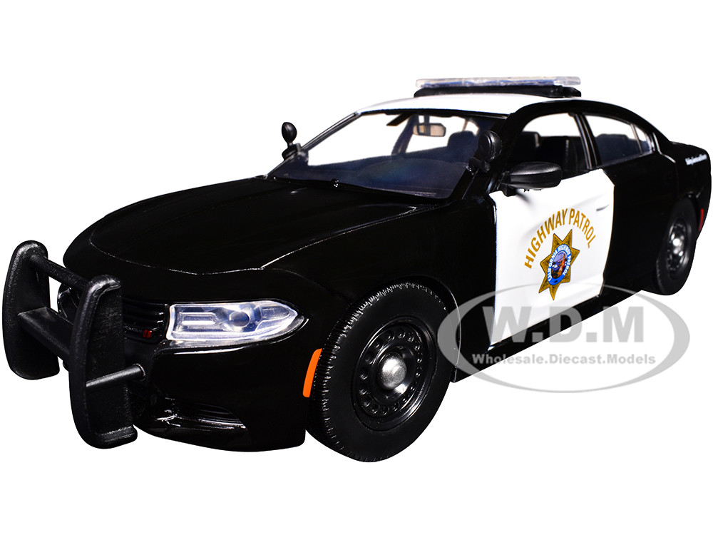2023 Dodge Charger Pursuit Police Car "California Highway Patrol" Black and White "Law Enforcement and Public Service" Series 1/24 Diecast Model Car by Motormax diecast model