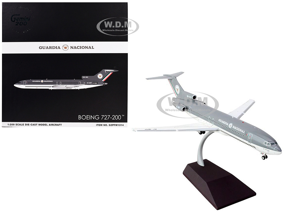 Boeing 727-200 Commercial Aircraft "Guardia Nacional (Mexican National Guard)" (XC-NPF) Gray and White "Gemini 200" Series 1/200 Diecast Model Airplane by GeminiJets diecast model
