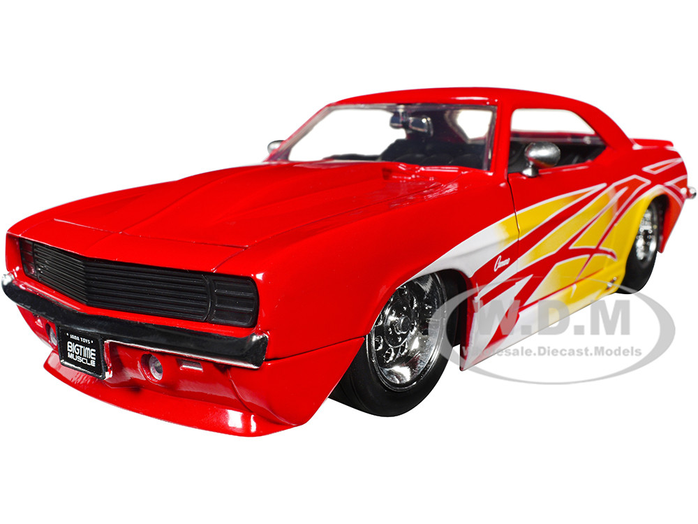 1969 Chevrolet Camaro Red with Graphics "BigTime Muscle" Series 1/24 Diecast Model Car by Jada diecast model
