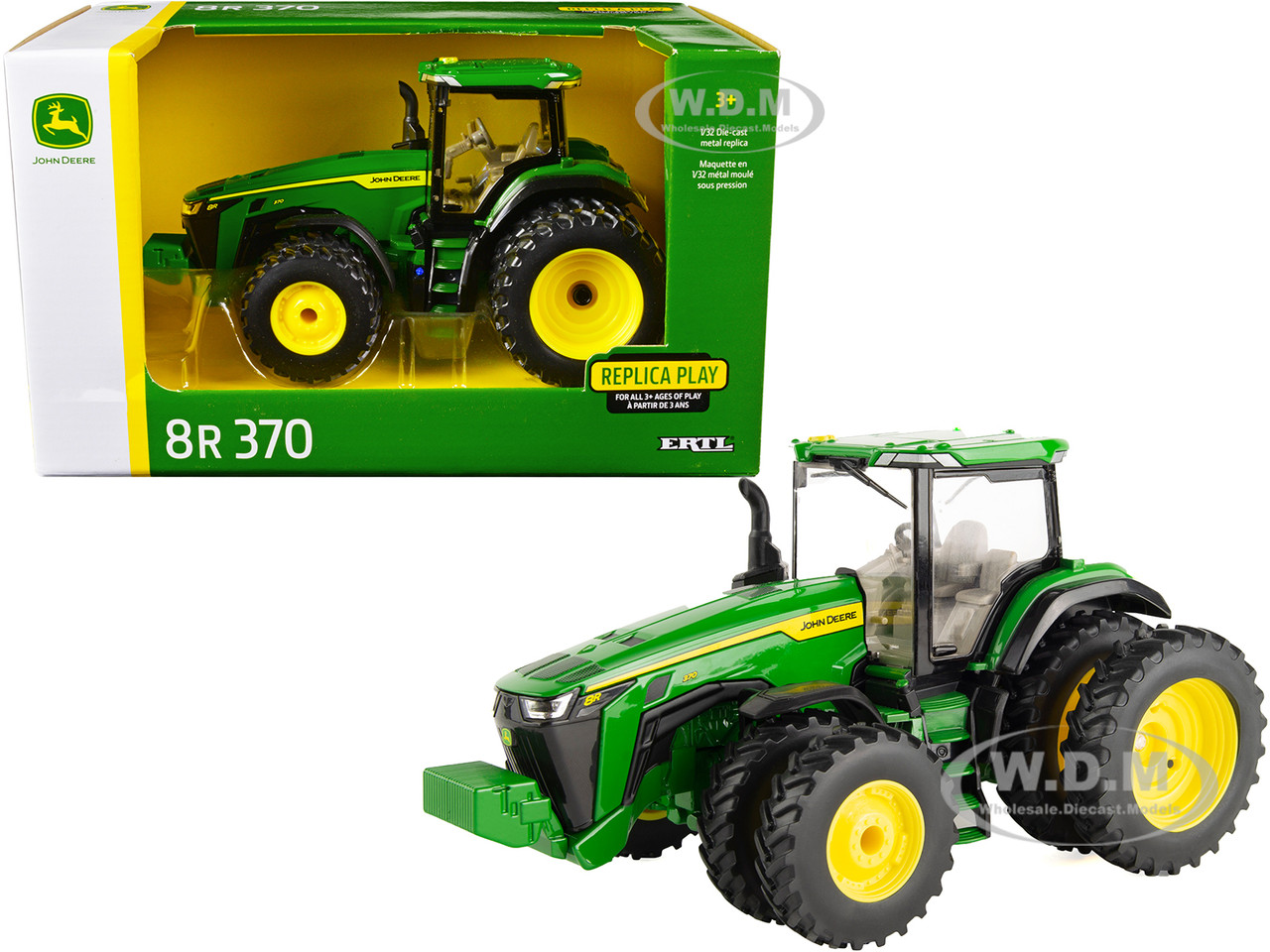 ERTL John Deere 8R 370 Replica Play 1:32 diecast tractor with dual wheels
