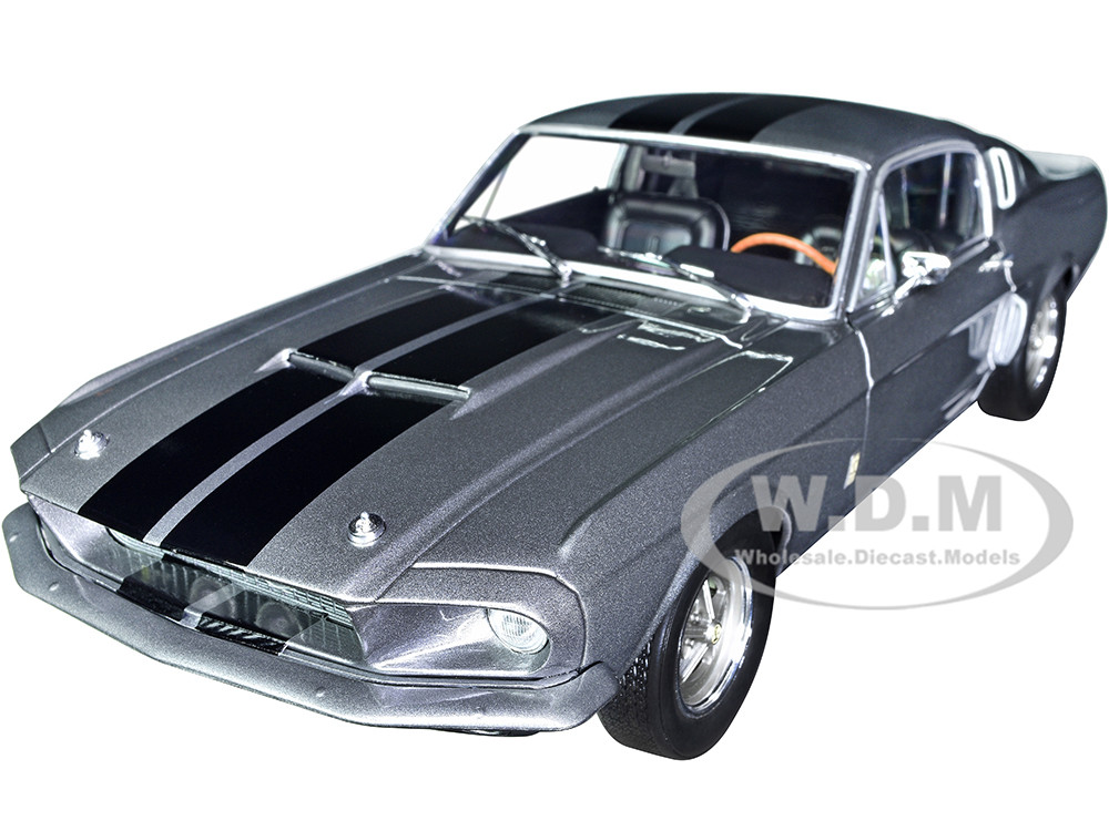 1967 Shelby GT500 Gray Metallic with Black Stripes 1/18 Diecast Model Car by Solido diecast model