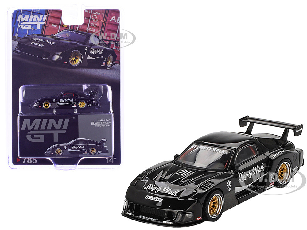 Mazda RX-7 LB-Super Silhouette #20 "Liberty Walk" Black Limited Edition 1/64 Diecast Model Car by Mini GT diecast model