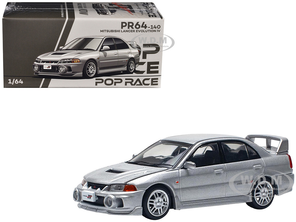 Mitsubishi Lancer Evolution IV RHD (Right Hand Drive) Steel Silver Metallic 1/64 Diecast Model Car by Pop Race diecast model