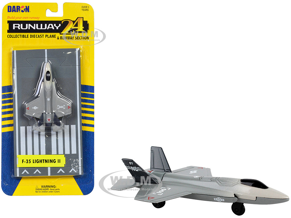 Lockheed Martin F-35 Lightning II Aircraft Gray "Joint Strike Fighter" with Runway Section Diecast Model Airplane by Runway24 diecast model