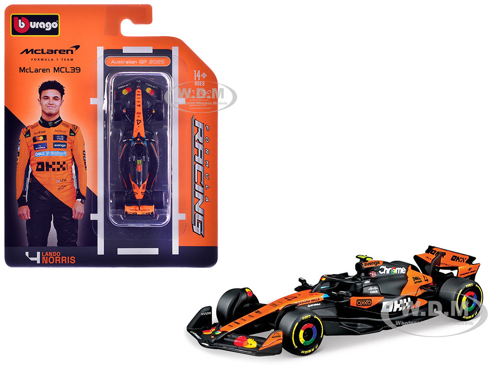 McLaren MCL39 #4 Lando Norris Winner Formula One F1 "Australian GP" (2025) "Formula Racing" Series 1/64 Diecast Model Car by Bburago diecast model
