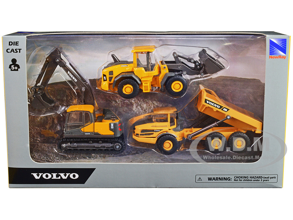 "Volvo Construction Vehicles" Set of 3 pieces Diecast Models by New Ray diecast model