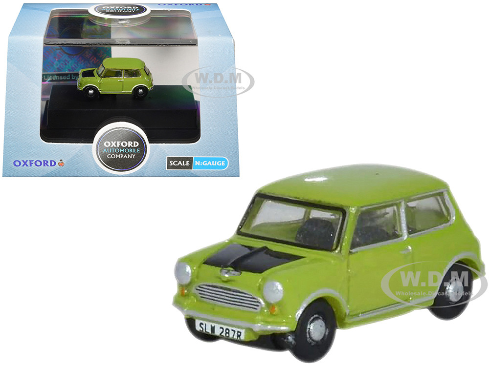 Mini Cooper Lime Green with Matt Black 1/148 (N) Scale Diecast Model Car by Oxford Diecast diecast model