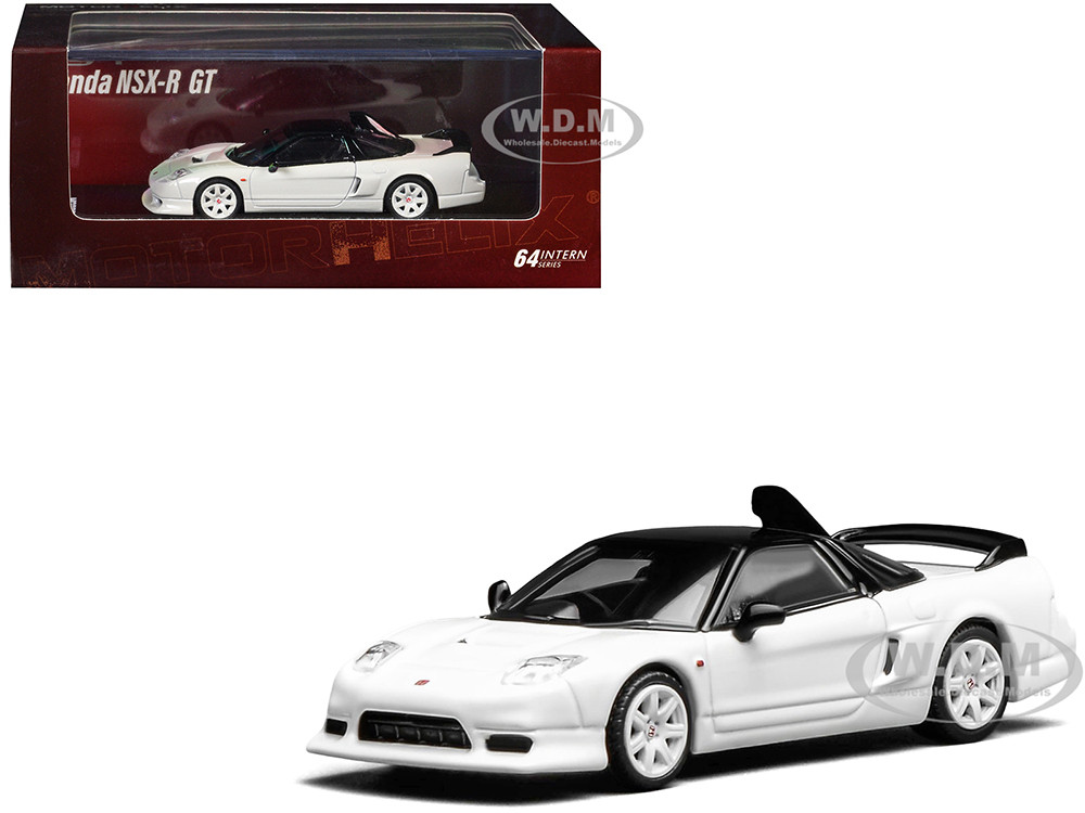 Honda NSX-R GT RHD (Right Hand Drive) Championship White with Black Top "Intern 64" Series 1/64 Diecast Model Car by MotorHelix diecast model