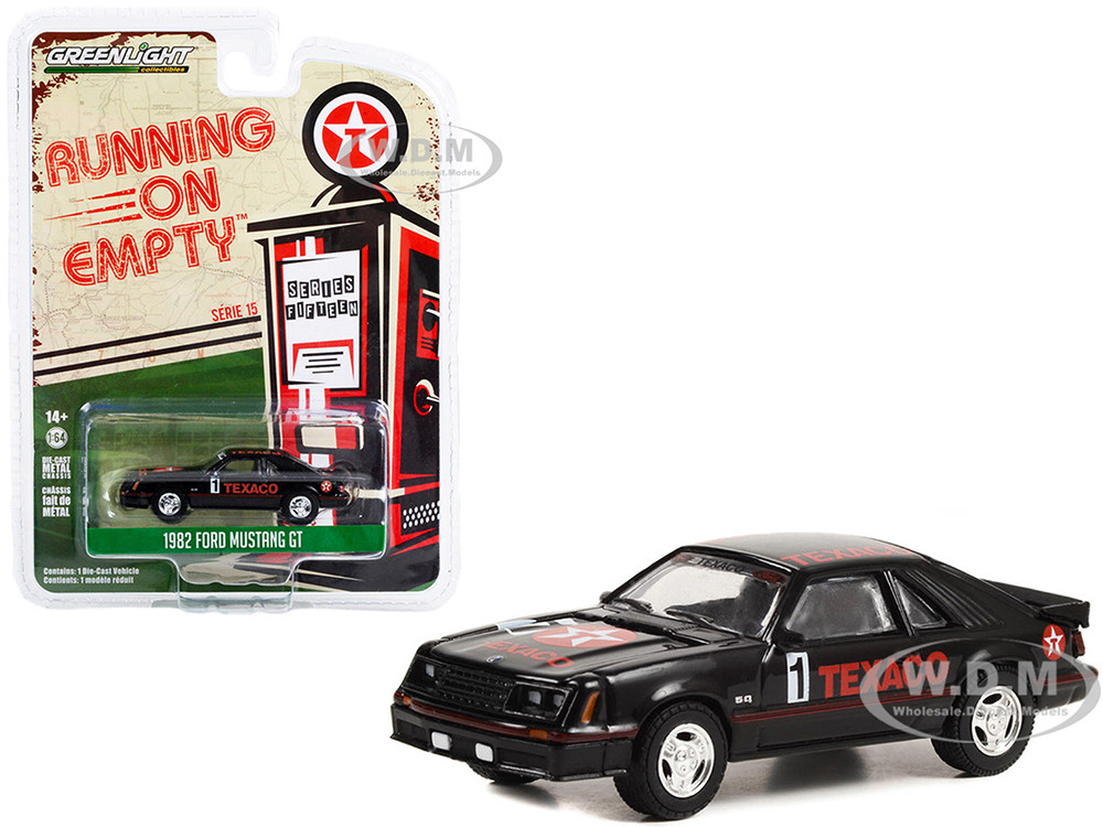 1982 Ford Mustang GT #1 Black "Texaco" "Running on Empty" Series 15 1/64 Diecast Model Car by Greenlight diecast model