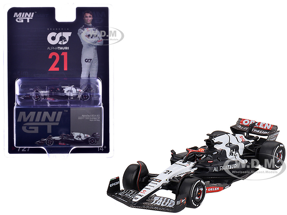 AlphaTauri AT04 #21 Nyck de Vries Formula One F1 "Australian GP" (2023) Limited Edition 1/64 Diecast Model Car by Mini GT diecast model