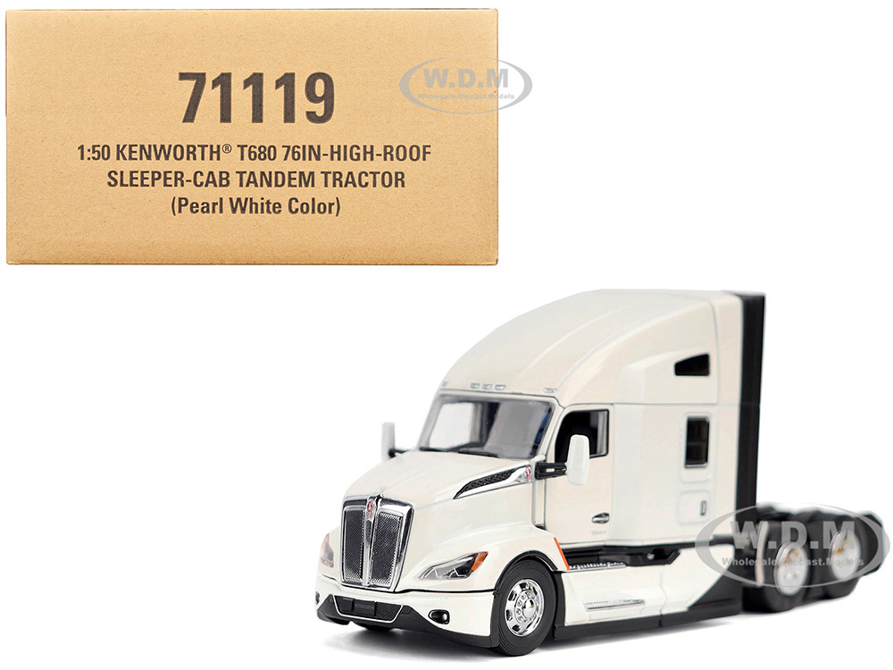 Kenworth T680 Truck Tractor Pearl White "Transport Series" 1/50 Diecast Model by Diecast Masters diecast model
