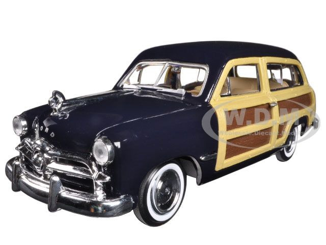 1949 Ford Woody Wagon Dark Blue 1/24 Diecast Model Car by Motormax diecast model
