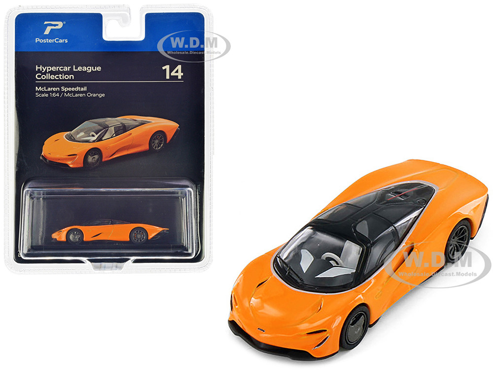 McLaren Speedtail McLaren Orange with Black Top "Hypercar League Collection" 1/64 Diecast Model Car by PosterCars diecast model