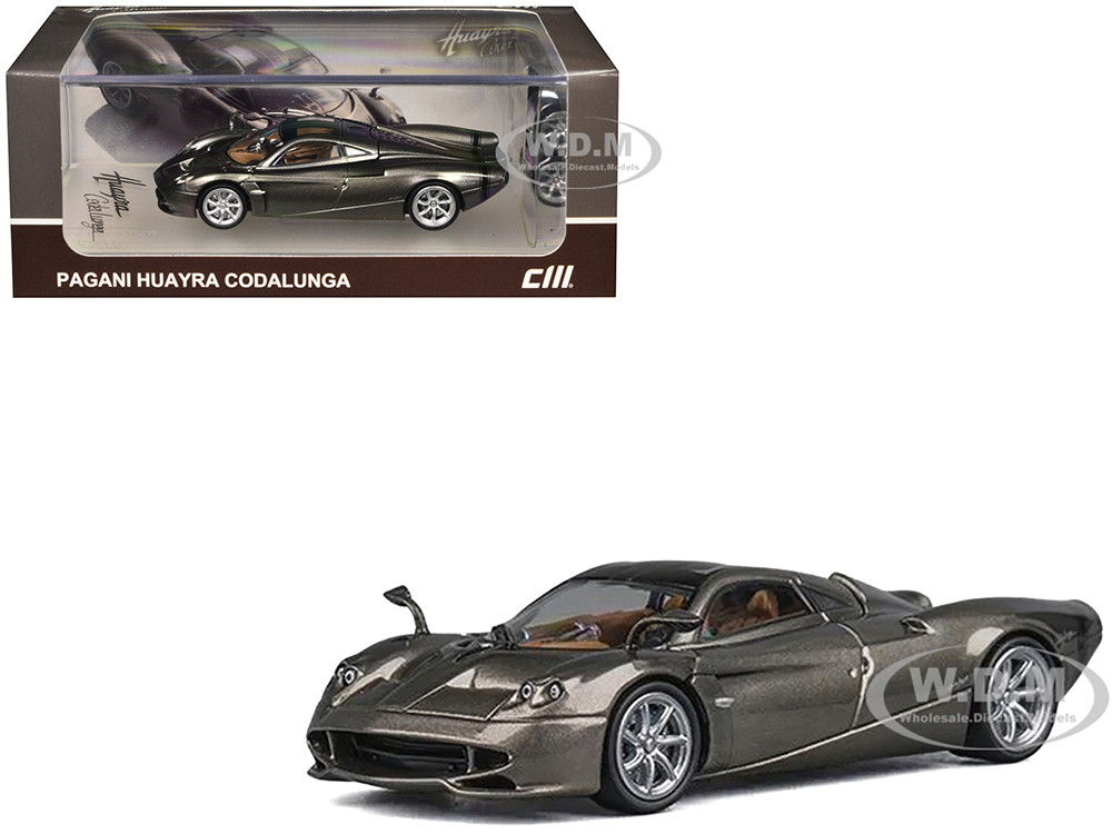 Pagani Huayra Codalunga Gun Metal Gray Metallic with Sunroof and Extra Wheels 1/64 Diecast Model Car by CM Model diecast model