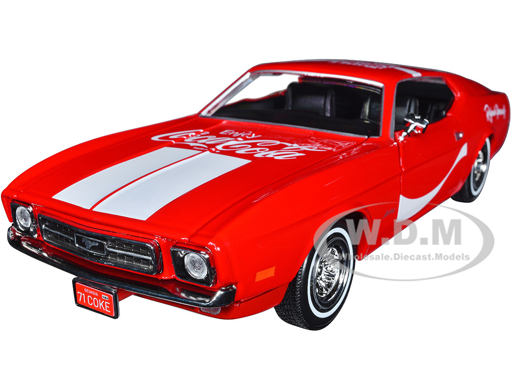 1971 Ford Mustang Sportsroof Red with White Stripes "Refresh Yourself - Coca-Cola" 1/24 Diecast Model Car by Motor City Classics diecast model