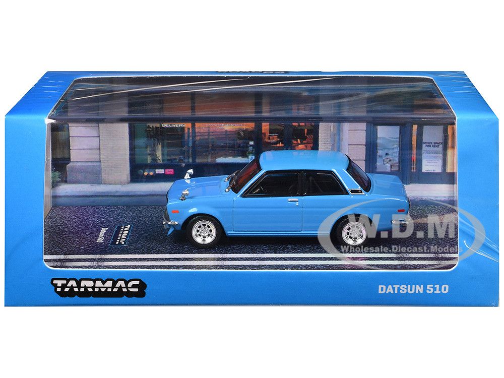 Datsun 510 Light Blue "Road64" Series 1/64 Diecast Model Car by Tarmac Works diecast model