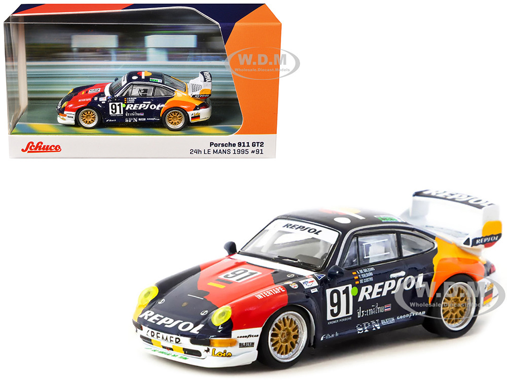 Porsche 911 GT2 #91 Tomas Saldana - Miguel Angel de Castro - Prince Alfonso de Orleans-Borbon "Kremer Racing - Repsol" "24 Hours of Le Mans" (1995) "Collab64" Series 1/64 Diecast Model Car by Schuco & Tarmac Works diecast model
