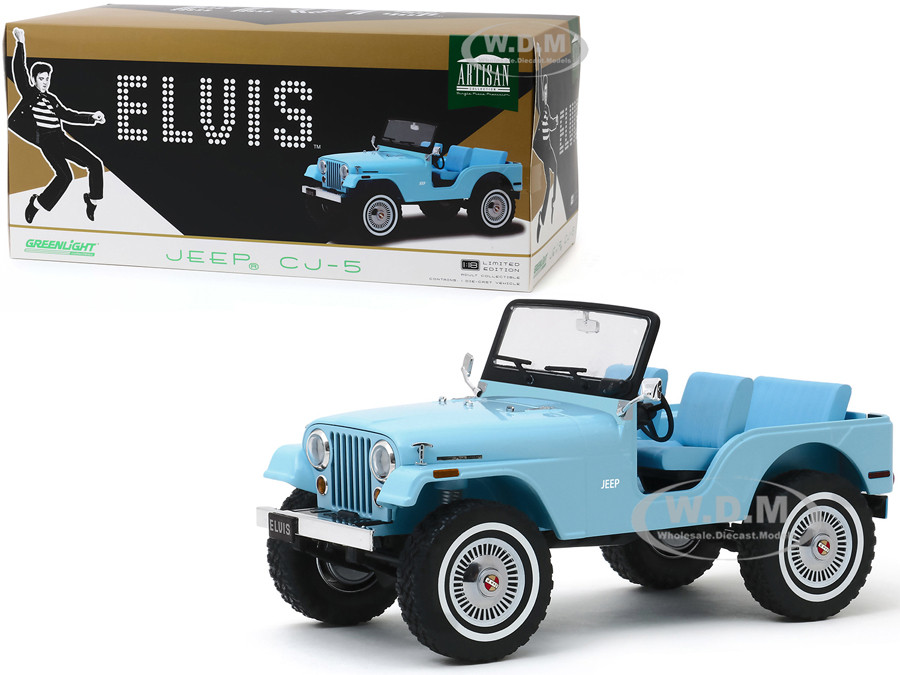Jeep CJ-5 Sierra Blue Elvis Presley (1935-1977) 1/18 Diecast Model Car by Greenlight diecast model