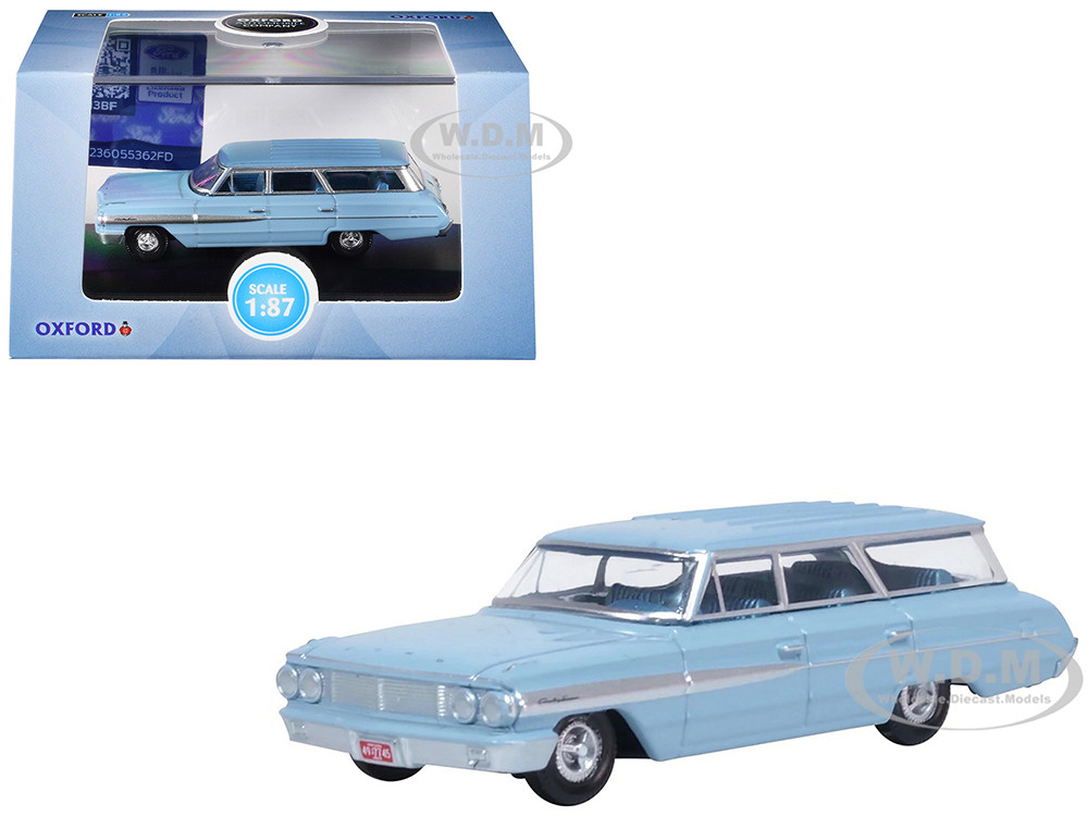 1964 Ford Country Sedan Skylight Blue 1/87 (HO) Scale Diecast Model Car by Oxford Diecast diecast model