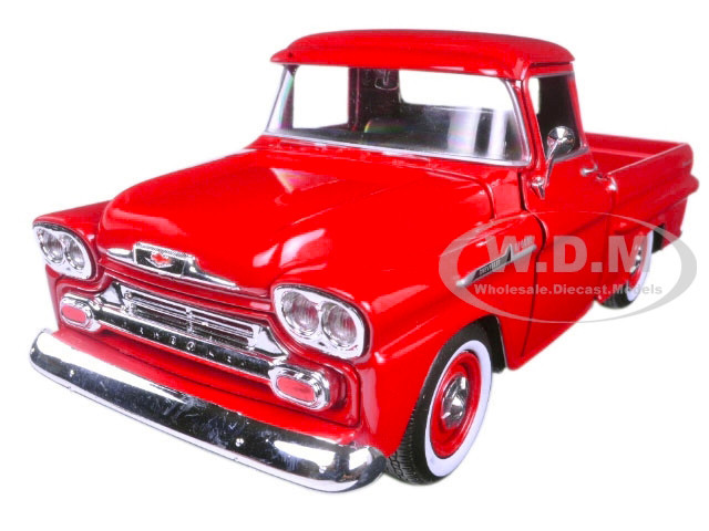 1958 Chevrolet Apache Fleetside Pickup Truck Red 1/24 Diecast Model Car by Motormax diecast model