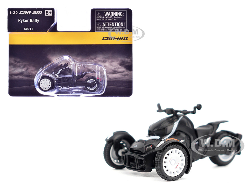 Can-Am Ryker Rally 3-Wheel Motorcycle Ghost Black 1/32 Diecast Model by BRP Models diecast model