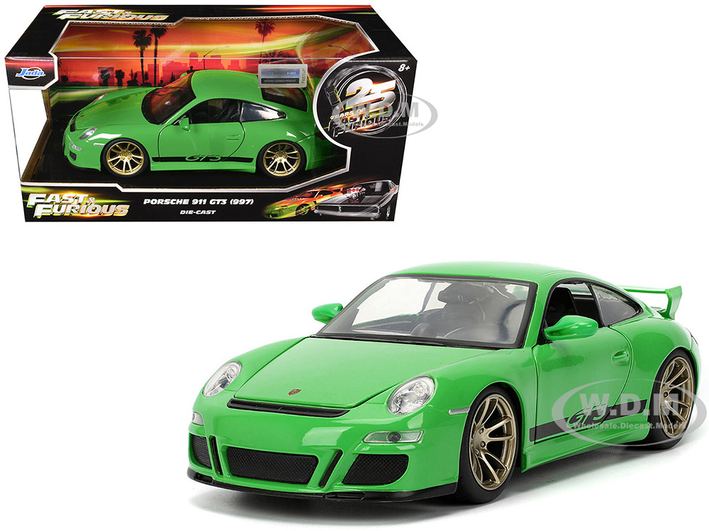 Porsche 911 GT3 (997) Green with Black Accents "Fast X" (2023) Movie "25 Years of Fast & Furious" Series 1/24 Diecast Model Car by Jada diecast model