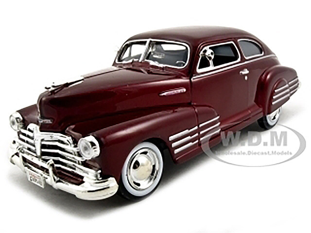 1948 Chevrolet Aerosedan Fleetline Dark Red Metallic 1/24 Diecast Model Car by Motormax diecast model