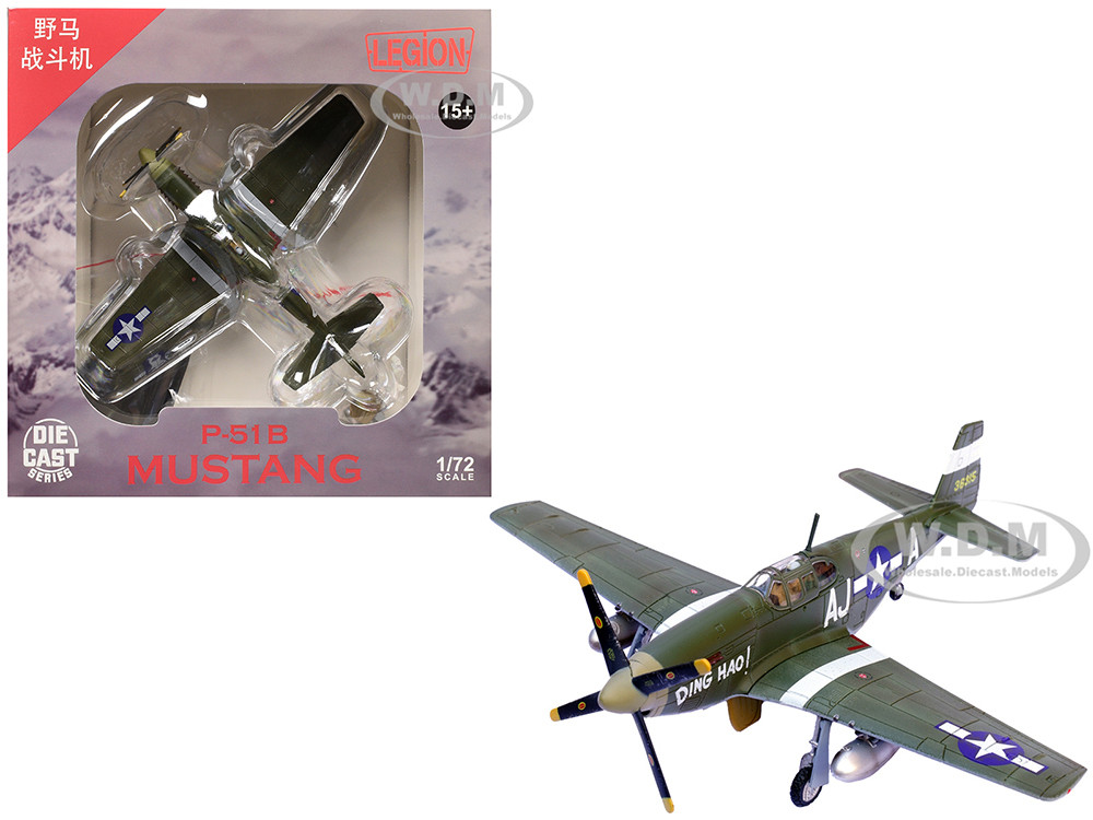 North American P-51B Mustang Aircraft "Ding Hao!, 356th Fighter Squadron, 354th Fighter Group" (1944) United States Army Air Forces 1/72 Diecast Model Airplane by Legion diecast model