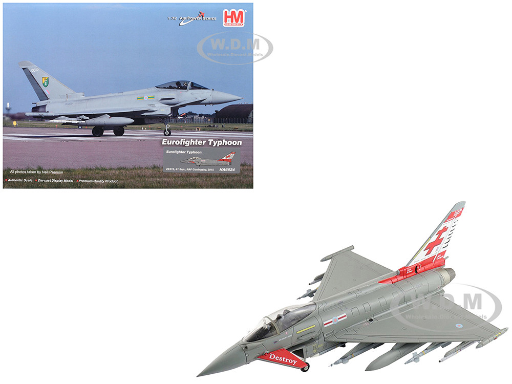 Eurofighter Typhoon Fighter Aircraft "ZK315, 41 Squadron, RAF Coningsby" (2015) Royal Air Force "Air Power Series" 1/72 Diecast Model by Hobby Master diecast model